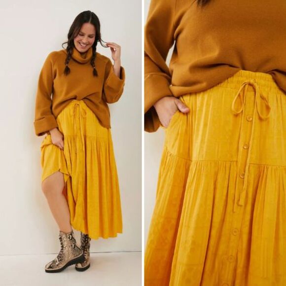 NWT Anthropologie Maeve Carnacion Textured Maxi Skirt | 2X - Picture 2 of 4